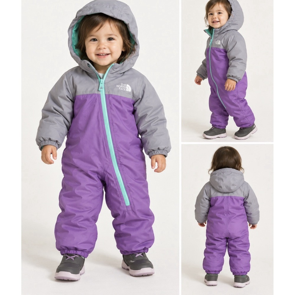The North Face Infant Snow Suit Purple Gray Baby Girl SZ 6-12 Months